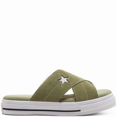 Női Converse One Star Sandalism Slip Tornacipő CO8713296 Olivazöld/Fekete